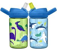 CAMELBAK 2 Eddy+ Kids Straw Bottles - Dino & Shark/Plus Twin Pack Children Child Boy Girl Junior Infant Flask Drink Water Juice Cup BPA Free Non Leak Spill School Safe Reusable Eco Friendly