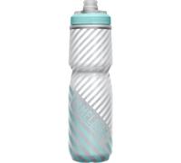 CamelBak Podium Chill Insulated Bike Water Bottle - Easy Squeeze Bottle - Fits Most Bike Cages - 24oz Grey/Teal Stripe