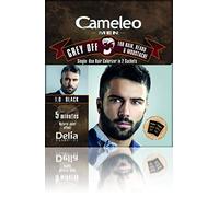 Cameleo - Men Colour Cream - BLACK - Grey OFF Single-Use Colorizer in 2 sachets - for Hair, Beard & Moustache - Easy 5 min Application - Natural Color Effect - 0% Parabens