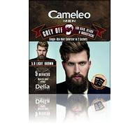 Cameleo - Men Colour Cream - LIGHT BROWN - Grey OFF Single-Use Colorizer in 2 sachets - for Hair, Beard & Moustache - Easy 5 min Application - Natural Color Effect - 0% Parabens