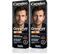 Cameleo - Men Colour Cream - LIGHT BROWN - Grey OFF Single-Use Colorizer in 2 sachets - for Hair, Beard & Moustache - Easy 5 min Application - Natural Color Effect - 0% Parabens (Pack of 2)