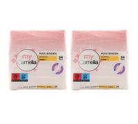Camelia MAXI Sanitary Pads REGULAR 2 X 24 Pieces Silky Soft Reliable Protection