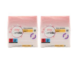 Camelia MAXI Sanitary Pads REGULAR 2 X 24 Pieces Silky Soft Reliable Protection