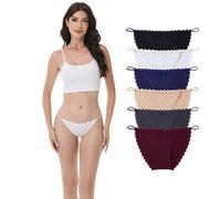 Camelia Womens Lace String Bikini Panties (Multicolored, Different Pack of 5-6 in Each Bag) (Classic Color Series, Pack of 6, Medium)