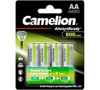 Camelion NH-AA600ARBP4 HR6/AA/Mignon 600?mAh 17406406?Ni-MH Battery?-?Pack of 4, Chrome
