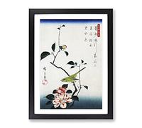 Camellia & A Nightingale By Utagawa Hiroshige Asian Japanese Framed Print | A3 Black Framed Wall Art | Ready to Hang | Asian Floral Picture | Living Room Bedroom Lounge Office