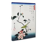 Camellia & A Nightingale By Utagawa Hiroshige Canvas Print | Gallery Wrapped 30mm Frame Wall Art | 20x14 inches | Ready to Hang | Asian Picture | Living Room Bedroom Lounge Office