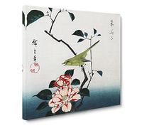 Camellia & a Nightingale by Utagawa Hiroshige Canvas Print | Gallery Wrapped 30mm Frame Wall Art | 20x20 inches | Ready to Hang | Asian Picture | Living Room Bedroom Lounge Office