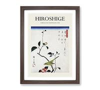 Camellia & A Nightingale By Utagawa Hiroshige Exhibition Museum Asian Japanese Framed Wall Art Print, Ready to Hang Picture for Living Room Bedroom Home Office Décor, Walnut A2 (64 x 46 cm)