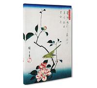 Camellia & a Nightingale by Utagawa Hiroshige Painting Canvas Print | Gallery Wrapped 30mm Frame Wall Art | 30x20 inches | Ready to Hang | Asian Picture | Living Room Bedroom Lounge Office