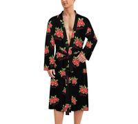 Camellia Alabama State Flower Mens Bathrobe Long Bath Robe Warm Spa Robe Nightgown Soft with Waist Belt