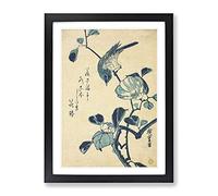 Camellia And Bird By Utagawa Hiroshige Asian Japanese Framed Wall Art Print, Ready to Hang Picture for Living Room Bedroom Home Office Décor, Black A2 (64 x 46 cm)