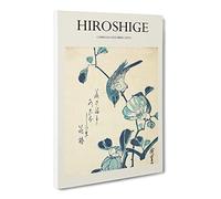 Camellia And Bird By Utagawa Hiroshige Exhibition Museum Asian Japanese Canvas Wall Art Print Ready to Hang, Framed Picture for Living Room Bedroom Home Office Décor, 20x14 Inch (50x35 cm)