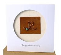 Camellia Bees 18th Wedding Anniversary Card for Wife Husband - Handmade Porcelain Anniversary Greeting Card for Him Her Couple - Happy 18 Years Love Card with Envelope (18th)