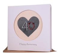Camellia Bees 40th Ruby Wedding Anniversary Card For Her Him, Handmade Anniversary Card for Wife, Husband, Couple((40th)
