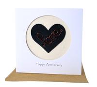 Camellia Bees Bronze 8th Wedding Anniversary Card For Her Him, Bronze Red Copper Wire Art, Handmade Card for Happy Couple, Wife, Husband (08th)