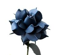 Camellia Bees Leather Rose Gift for Her/Him on Valentine's Day, Mother's Day, Third Wedding Anniversary (Blue)