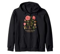 Camellia Botanical Anatomy Vintage Floral Nature Study Zip Hoodie