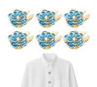 Camellia Button Covers, 6Pcs Detachable Flower Buttons Decor for Shirts Jeans Blouses Clothing Decorative Clips