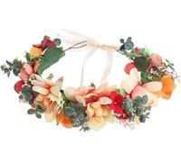 Camellia Flower Crown Headband Adjustable Boho, Made of Durable Fabric flowers, Adjustable Strap for Snug Fit (As shown - Wide range of use: This garland is for weddings) - Suitable for Daily Styling