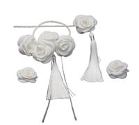 Camellia Flower Hairband Earrings Bridal Headpiece For Wedding Elegant Hairpin With Tassels Hair Accessories For Bride