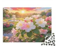Camellia Flower Thick Paper Pink-white Flowers with Fountain And Sun Jigsaw Puzzle Bundle for Seniors Brain Training Secret Santa Gift 52x38cm/1000pcs