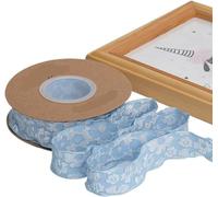 Camellia-Patterned Embossed Ribbon with A Wave Design, Ideal for Gift Wrapping(Blue,Wide-2.5cm)