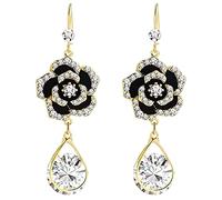 Camellia Shaped Tassel Pendant Rhinestone Earrings Thin Dangle Gold Elegant Flower Earrings Wedding Women Jewelry Earrings For Women Earrings Storage (Gold-b, One Size)