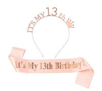 Camelliass 13th Birthday Tiara and Sash, Rhinestone Birthday Crown Headband Satin Sash for 13th Happy Birthday Party Decorations Supplies