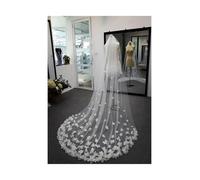 CAMELLIG Veils Bridal White Bridal Long Cathedral Wedding Veil 3D Flowers Floral Lace Petals Veil Bride Wedding Accessories(WHITE,300cm)