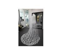 CAMELLIG Veils Bridal White Bridal Long Cathedral Wedding Veil 3D Flowers Floral Lace Petals Veil Bride Wedding Accessories(Ivory,200cm)