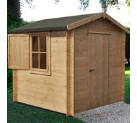 Camelot 7' x 7' 10" Apex Log Cabin - Premium 19mm Cladding Log Clad