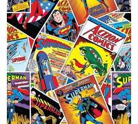 Camelot Fabrics - Superman Comic Stack Toss DC Comics Cotton Fabric by The Metre 44'' Wide, Multicolored 100% Cotton Licensed Craft Fabric Material for Crafts, Quilting, Dressmaking