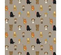 CAMELOT Kawaii Characters Star Wars Cotton Fabric by 0.5M Multiples 110cm Wide (100% Cotton, Genuine Licensed Fabric, Ideal for Crafts, Quilting, Sewing, Bunting), Taupe