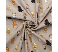 Camelot Kawaii Characters Star Wars Cotton Fabric by 0.5M Multiples 110cm Wide (100% Cotton, Genuine Licensed Fabric, Ideal for Crafts, Quilting, Sewing, Bunting), Taupe