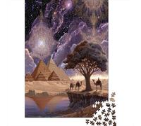 Camels Crossing The Starry Desert,Puzzles Pyramids Gemusterte Nachhaltige Puzzles Für Erwachsene Hochwertige Holzspielpuzzles 70x50cm/1000pcs