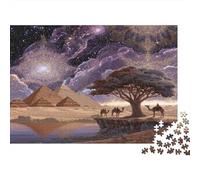 Camels Crossing The Starry Desert Rätsel Für Erwachsene |Pyramids| 1000pcs (75x50cm) Puzzles Lernspiele Home Decor Puzzles