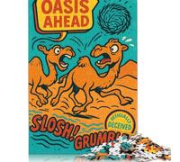 Camels Desert Oasis Puzzle Jigsaws 500 Pieces for Adults Wooden Puzzle Jigsaws for Adults Family Activity Jigsaw Puzzles 500pcs (52x38cm)