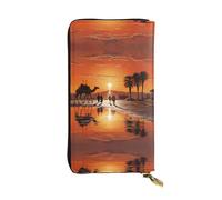 Camels in The Evening Sun Pattern Leather Clutch (7.5x4.1 inches) - Coin Card Key Wallet