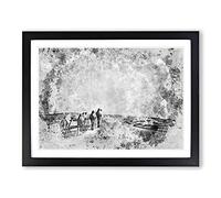 Camels On The Move In Abstract Modern Art Framed Print | A2 Black Framed Wall Art | Ready to Hang | Abstract Animal Picture | Living Room Bedroom Lounge Office