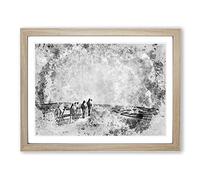 Camels On The Move In Abstract Modern Art Framed Print | A2 Oak Framed Wall Art | Ready to Hang | Abstract Animal Picture | Living Room Bedroom Lounge Office