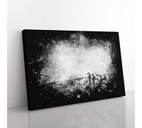 Camels On The Move Paint Splash Modern Art Canvas Wall Art Print Ready to Hang, Framed Picture for Living Room Bedroom Home Office Décor, 60x40 cm (24x16 Inch)