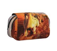 Camels Rest Desert Double Layer Flip-Top Pencil Case,Large Capacity 50 Pens Organizer, Durable Polyester Stationery Holder for School, Art Travel (All-Over Print)