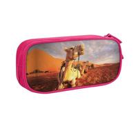 Camels Rest Desert Large Capacity Double Layer Pencil Case,Customizable Full Print Polyester Fabric Organizer-School, Office, Travel Makeup Pouch