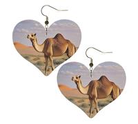 Camels Rest Desert Leather Earrings for Women Heart Earring Lightweight Dangle Drop Earring Set Jewelry Gift