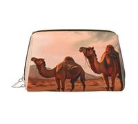 Camels Rest Desert Leather Makeup Bag, Large-Capacity Travel Storage Bag, Dual-Purpose Toiletries and Makeup Bag