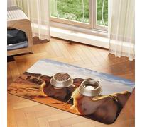 Camels Rest Desert Pet Feeding Mat Absorbent Pu Leather Dog Cat Food Mats Contain Spills Protects Floors, Anti-Slip Rubber Backing Dog Bowl Mats Easy Clean Pet Placemats 40x60cm