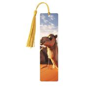 Camels Rest Desert Wooden Bookmarks 5 Pcs,Handmade Double-Sided Printed Book Marks Page Markers with Gold Tassels Book Accessories Gift for Book Lovers Women Men
