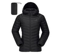 CAMELSPORTS Women's Down Jacket Hooded Winter Light Weight Short Puffer Coats Packable Warm Windproof Ladies Parka, Black, S
