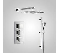 Cameo 3 Dial 2 Way Square Set - Shower Head & Rail Handset